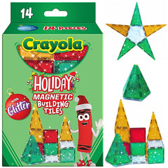 CreateOn Crayola Holiday Glitter Tiles: assembled castle scene inspires imaginative building on the go.