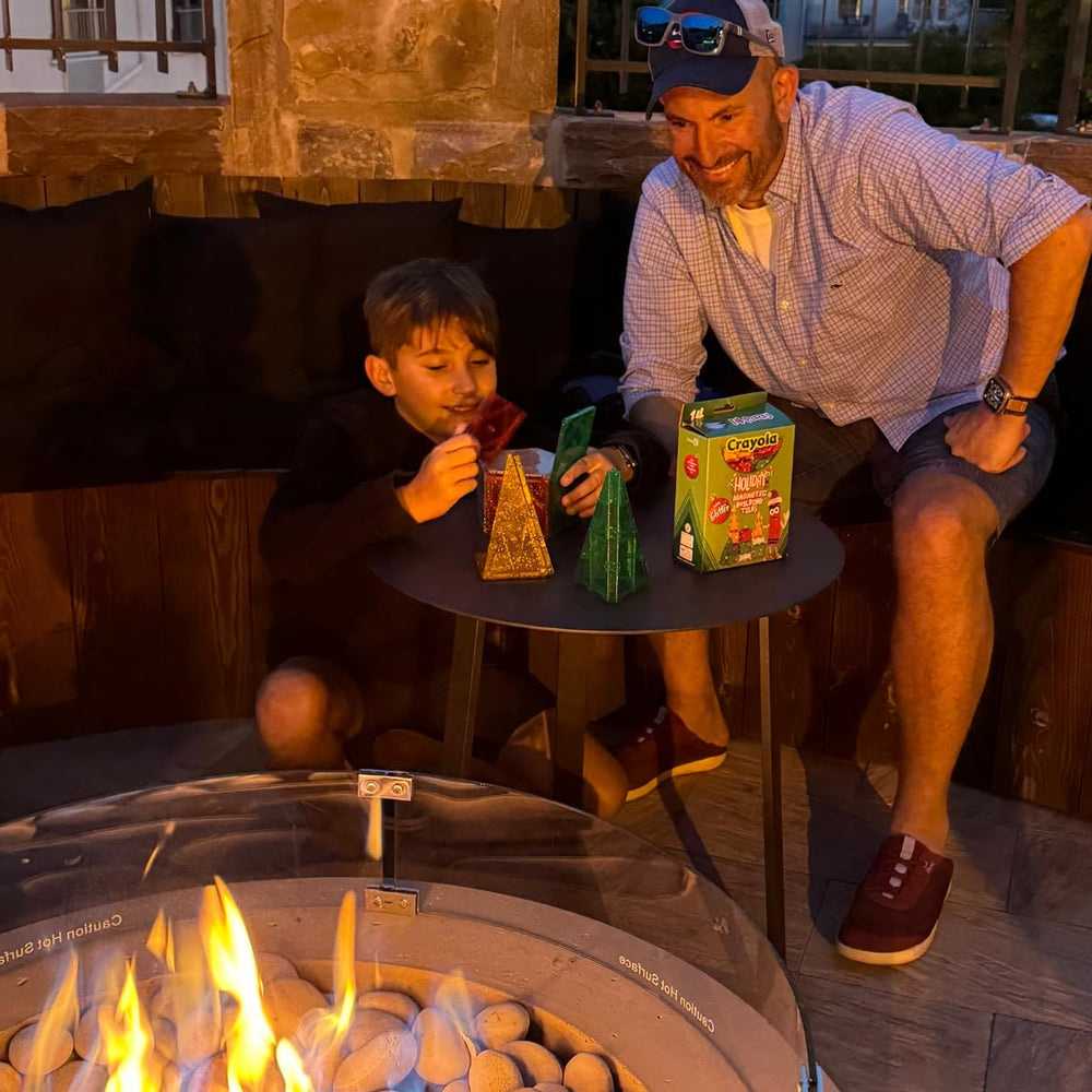 CreateOn Crayola Holiday Glitter Tiles character connectors encourage unique play ideas.