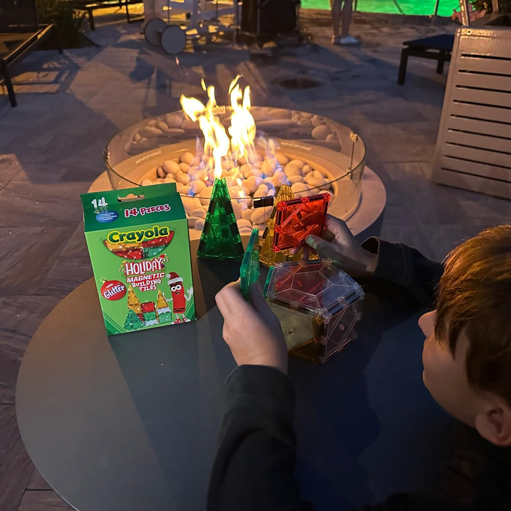 CreateOn Crayola Holiday Glitter Tiles colorful patterns boost early color recognition.