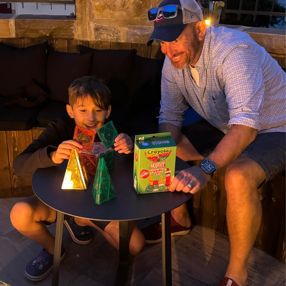 CreateOn Crayola Holiday Glitter Tiles doodle to numbers promotes basic pattern skills.