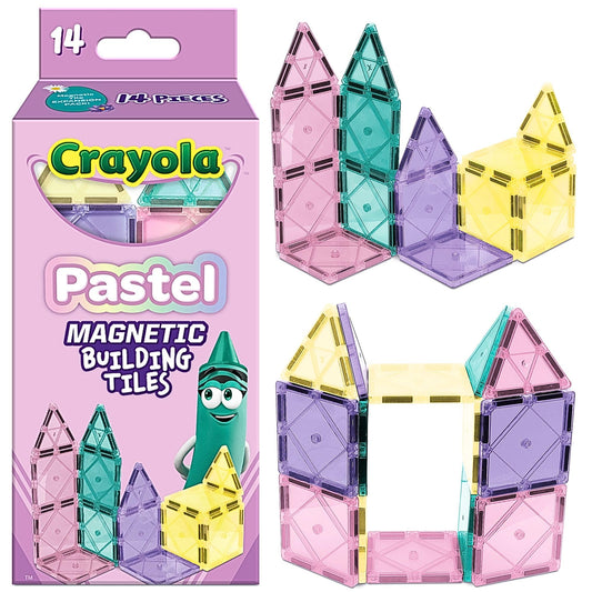 CreateOn Crayola magnetic tiles pastel castle assembly fuels imaginative building on the go.