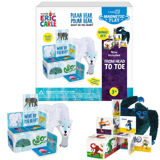 CreateOn Eric Carle Polar Bear tiles featuring bold colors for imaginative play and learning.
