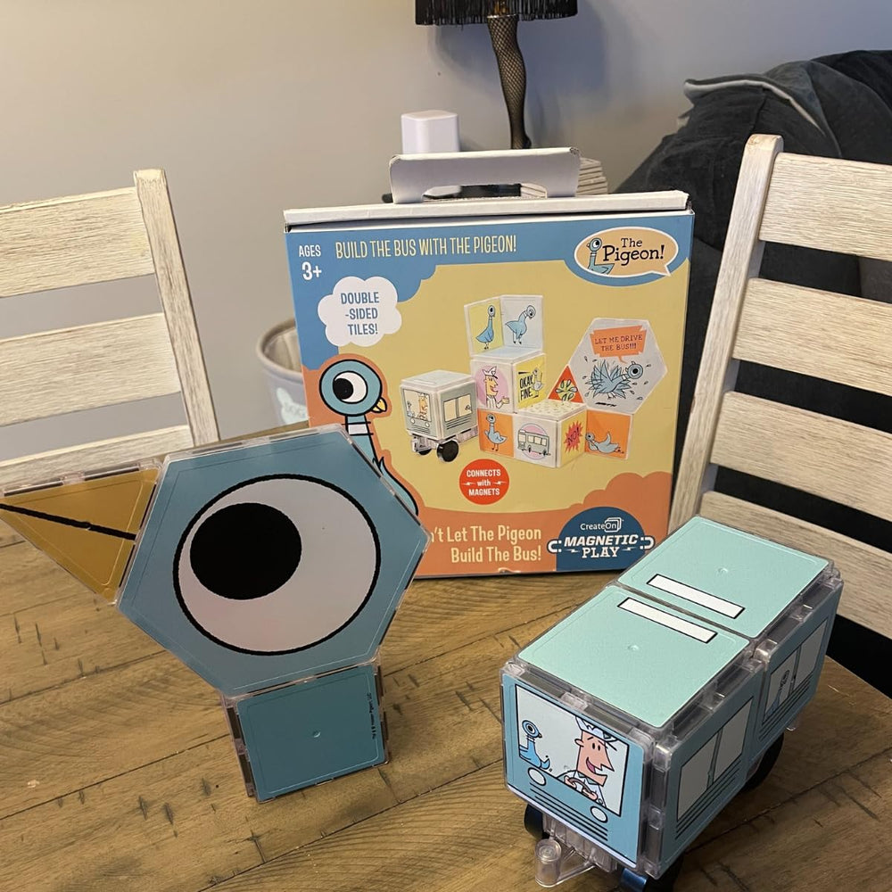 CreateOn travel-friendly tile set for car rides and flights with the Pigeon theme.