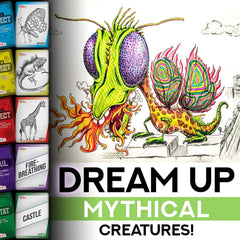 Sketchbook filled with Createures creatures invites ongoing practice and collection.