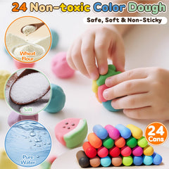 Crelloci 24-colors dough pack provides bright hues for creative sculpting.