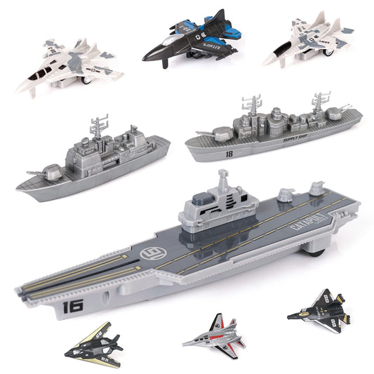 Crelloci aircraft carrier set with ships for immersive pretend play