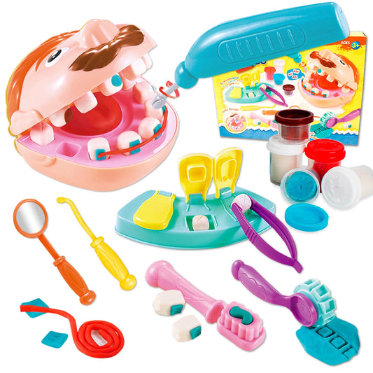 Crelloci Dentist Color Dough Set packaging with vibrant tools for imaginative play.