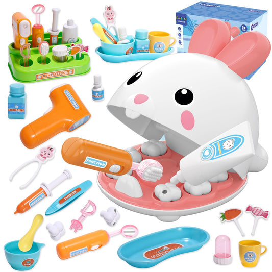 Crelloci dentist kit pretend play set with 31 pieces for imaginative dentistry play