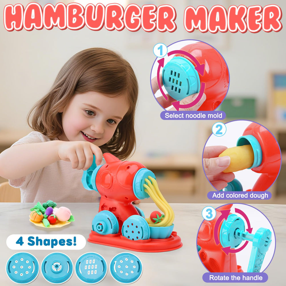 Crelloci hamburger maker dough tool enables imaginative meals and cooperative play.