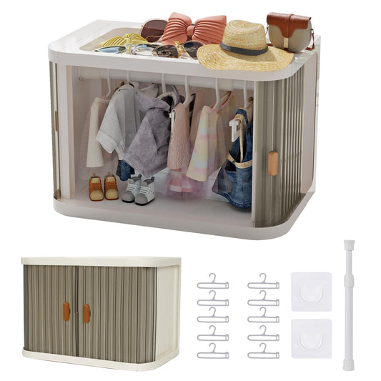 Creproly doll wardrobe storage box with foldable cabinet for compact organization.