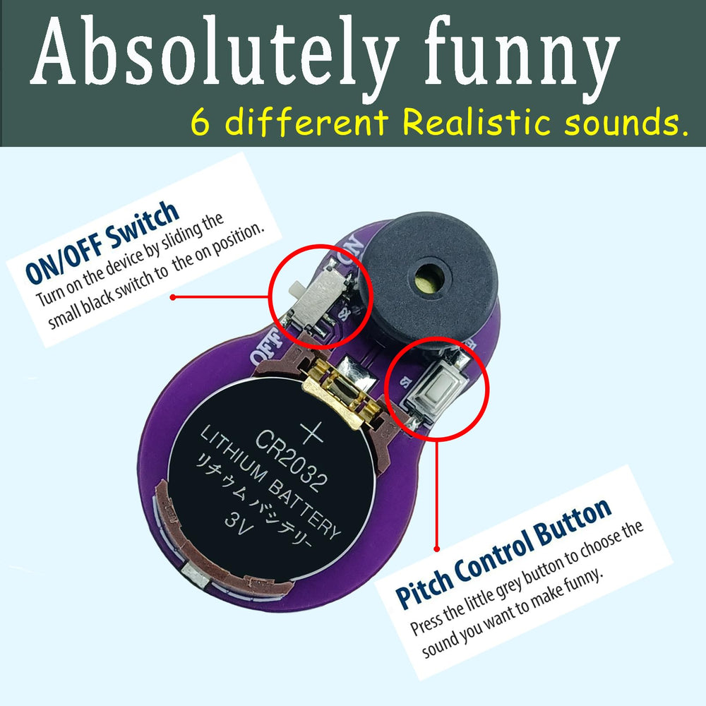 CricketPrank multi-sound options closeup showing varied chirps and beeps.