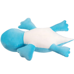 Crillop dinosaur plush being hugged to demonstrate its 24-inch size and comfort.