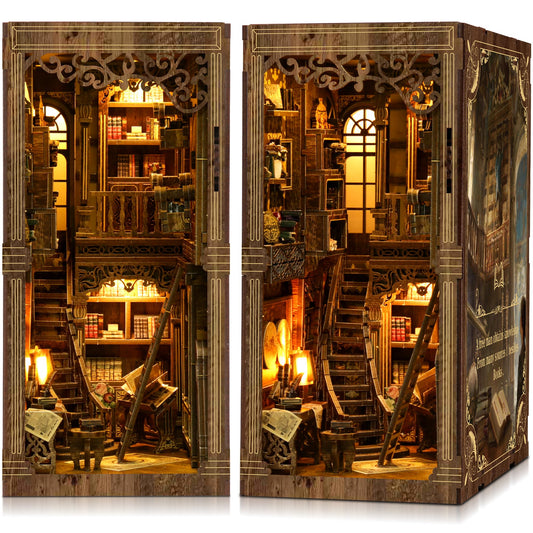 CRIOLPO Book Nook Kit with wooden diorama adds vintage charm to your shelf.
