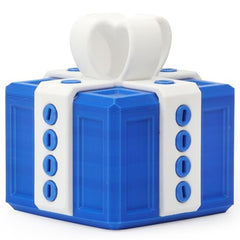 Close up of the blue white design highlighting the screw mechanism for dramatic unboxing.
