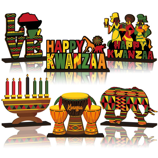 CroBlissful Kwanzaa wooden-base sign for sturdy table display
