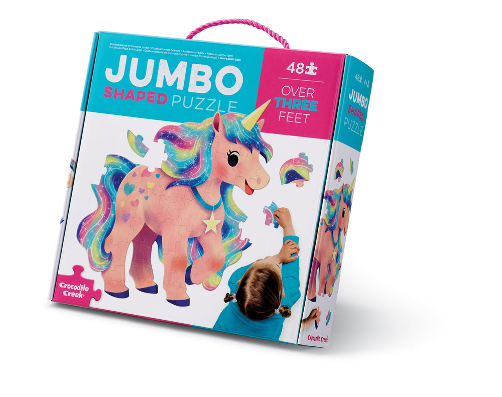 Crocodile Creek Above and Below unicorn puzzle assembly encourages cooperative play.