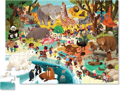 Crocodile Creek Above and Below zoo scene artwork features friendly animals