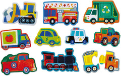 Crocodile Creek colored-edge pieces guide beginners through each vehicle scene