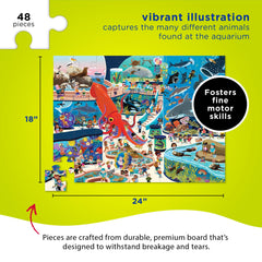 Crocodile Creek Day at the Aquarium puzzle pieces close-up shows vibrant colors