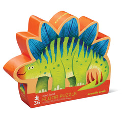 Crocodile Creek Dino Land floor puzzle box—durable storage for 36-piece set