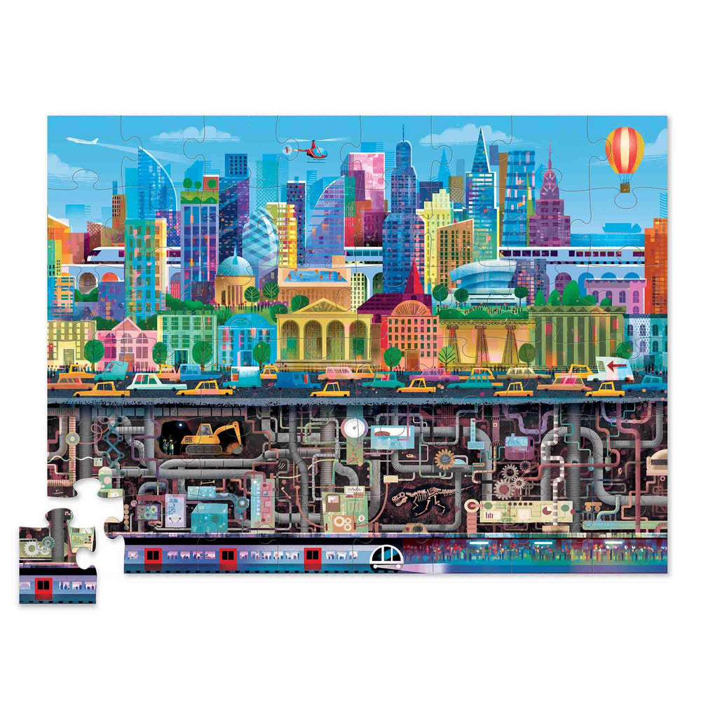 Crocodile Creek finished Big City puzzle measuring 27 by 20 inches