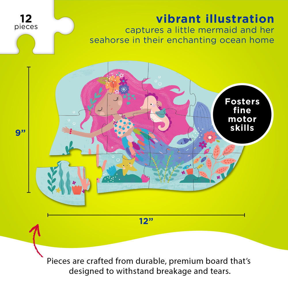 Crocodile Creek Mermaid Dreams pieces close-up showing large, kid-friendly shapes.