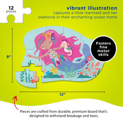 Crocodile Creek Mermaid Dreams pieces close-up showing large, kid-friendly shapes.