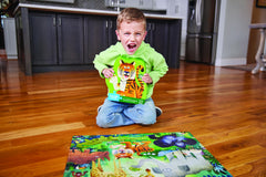 Crocodile Creek puzzle box open, easy piece access for little hands.