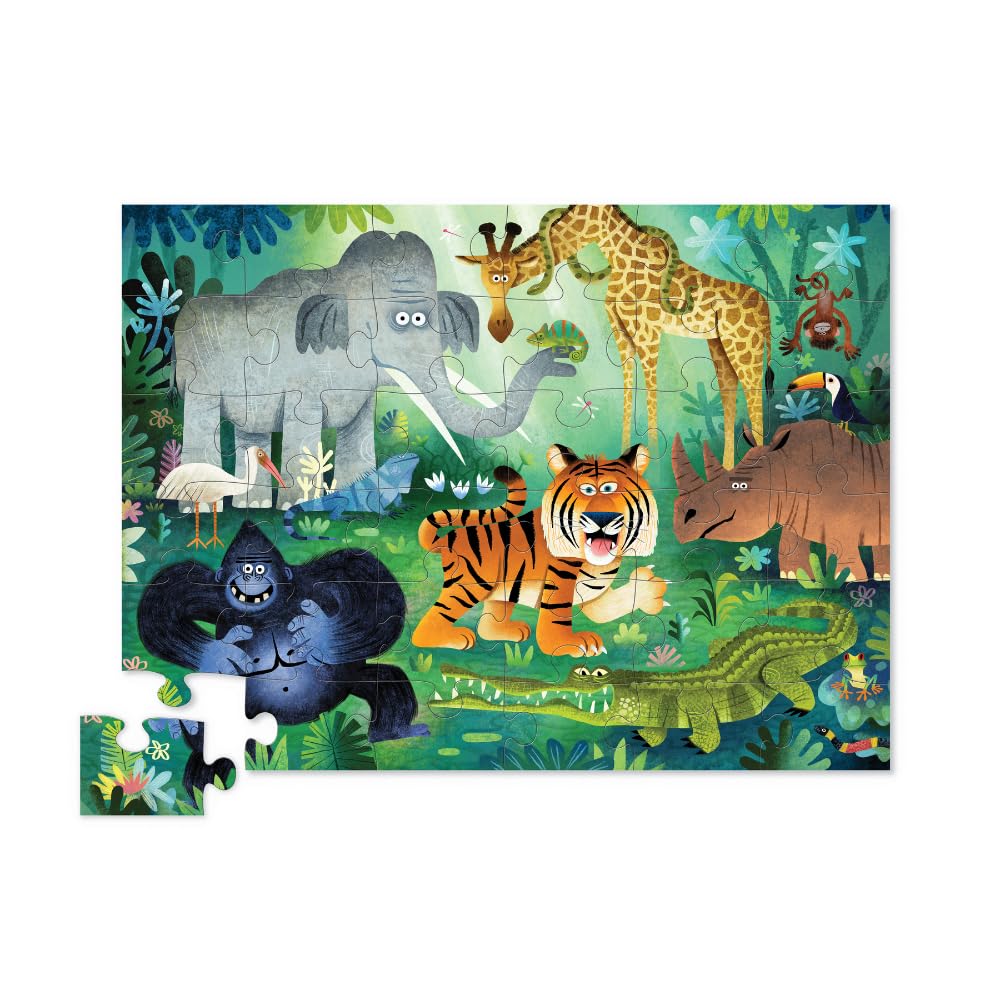 Crocodile Creek Wild Kingdom puzzle box open, showing sturdy storage for finished pieces.