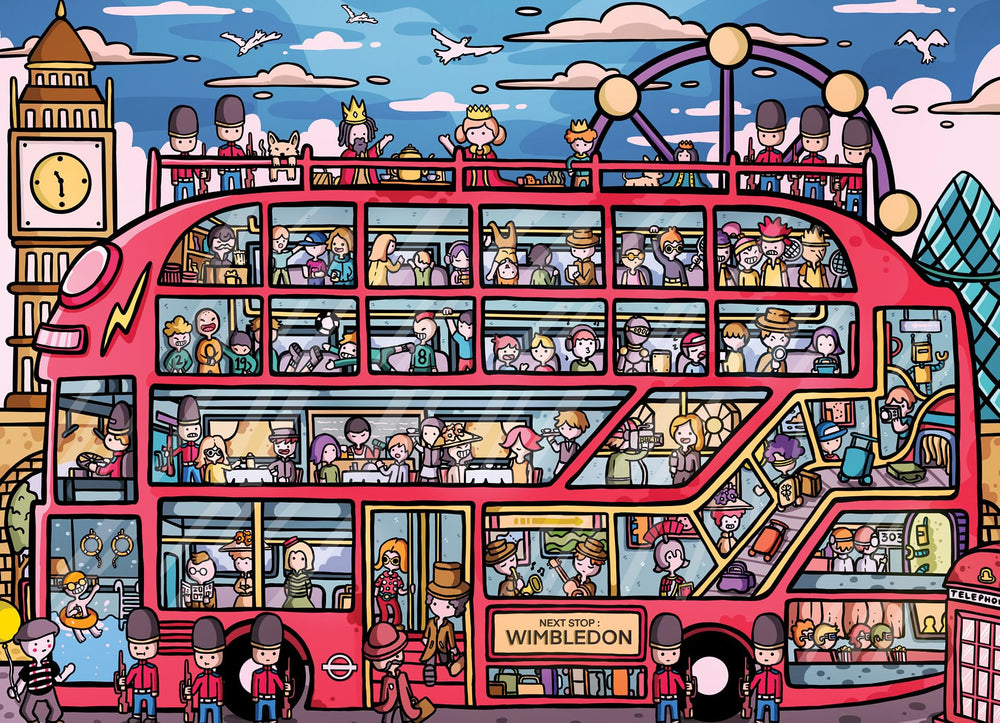 Cross & Glory All Aboard London puzzle: red bus scene for focused puzzle time