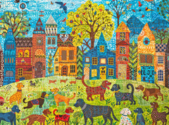 Cross & Glory Colorful Canines puzzle front view—vibrant dog park scene for engaging puzzling sessions.