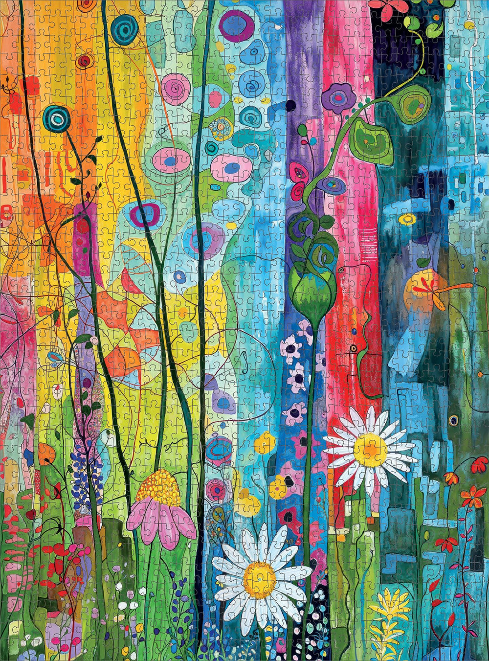 Cross & Glory daisies and vines bloom across the design, adding natural calm.
