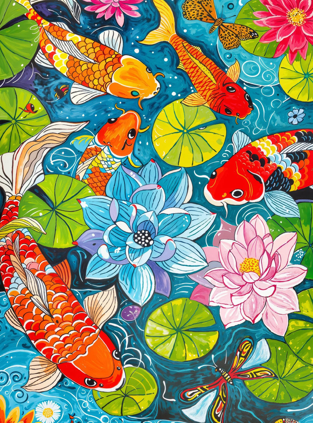 Cross & Glory Dragonfly Dreams puzzle box front view with koi and lilies, calming activity