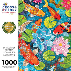 Cross & Glory Dragonfly Dreams koi lilies scene with vibrant colors for creative solving