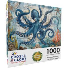 Cross & Glory Neptune's Navigator ancient sea-life and treasure motifs inviting visual immersion.