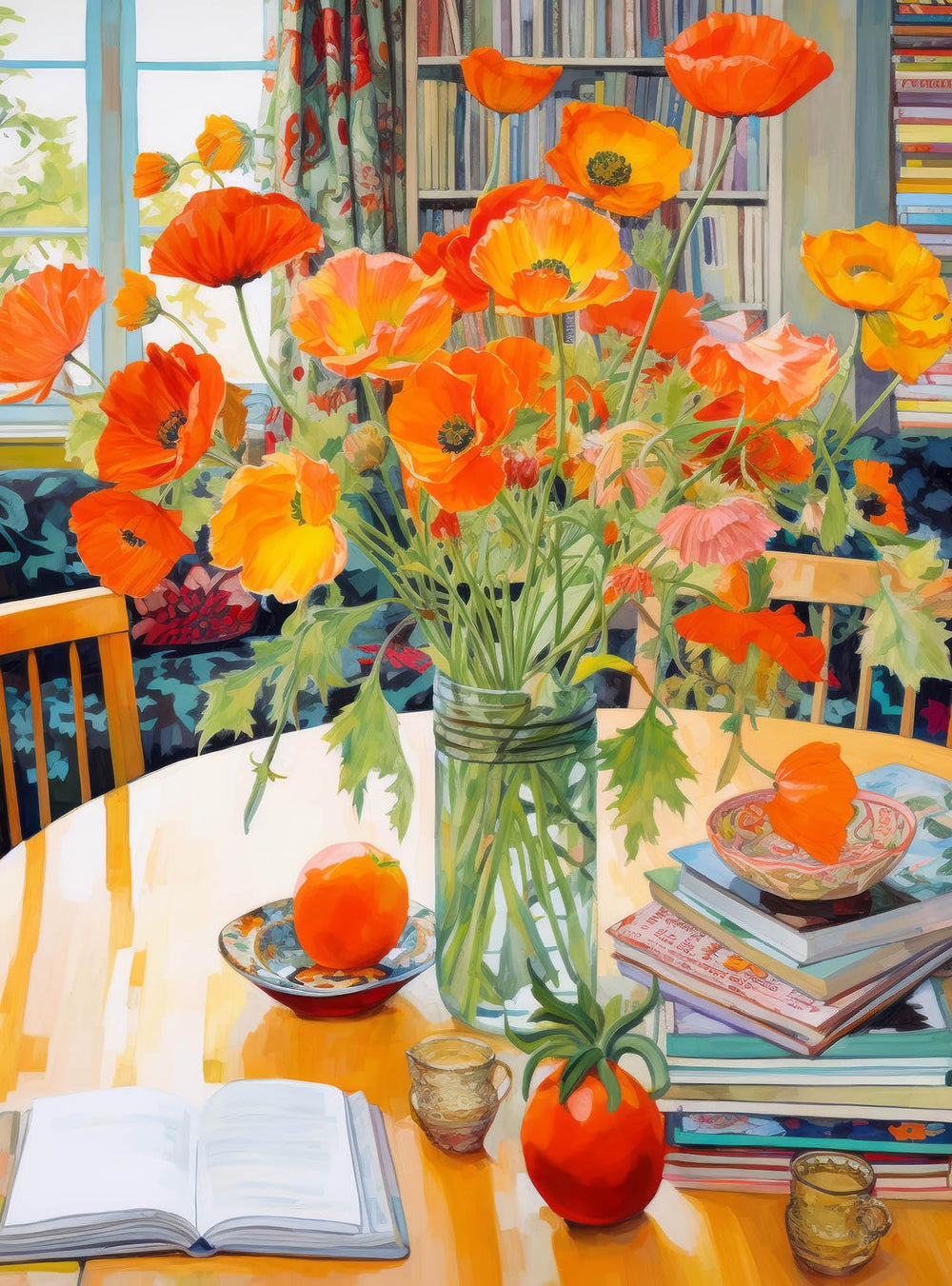 Cross & Glory Poppies Panorama: Orange Elegance cover—vivid floral detail for immersive puzzling.