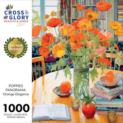 Cross & Glory Poppies Panorama: Orange Elegance pieces—bright hues fuel confident problem solving.