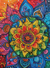 Cross & Glory Rainbow Mandala Mirage: premium 1000-piece puzzle with satin finish.