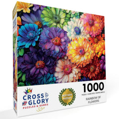 Cross & Glory Rainbow of Flowers satin finish closeup showcases glare-free, dust-minimized appearance.