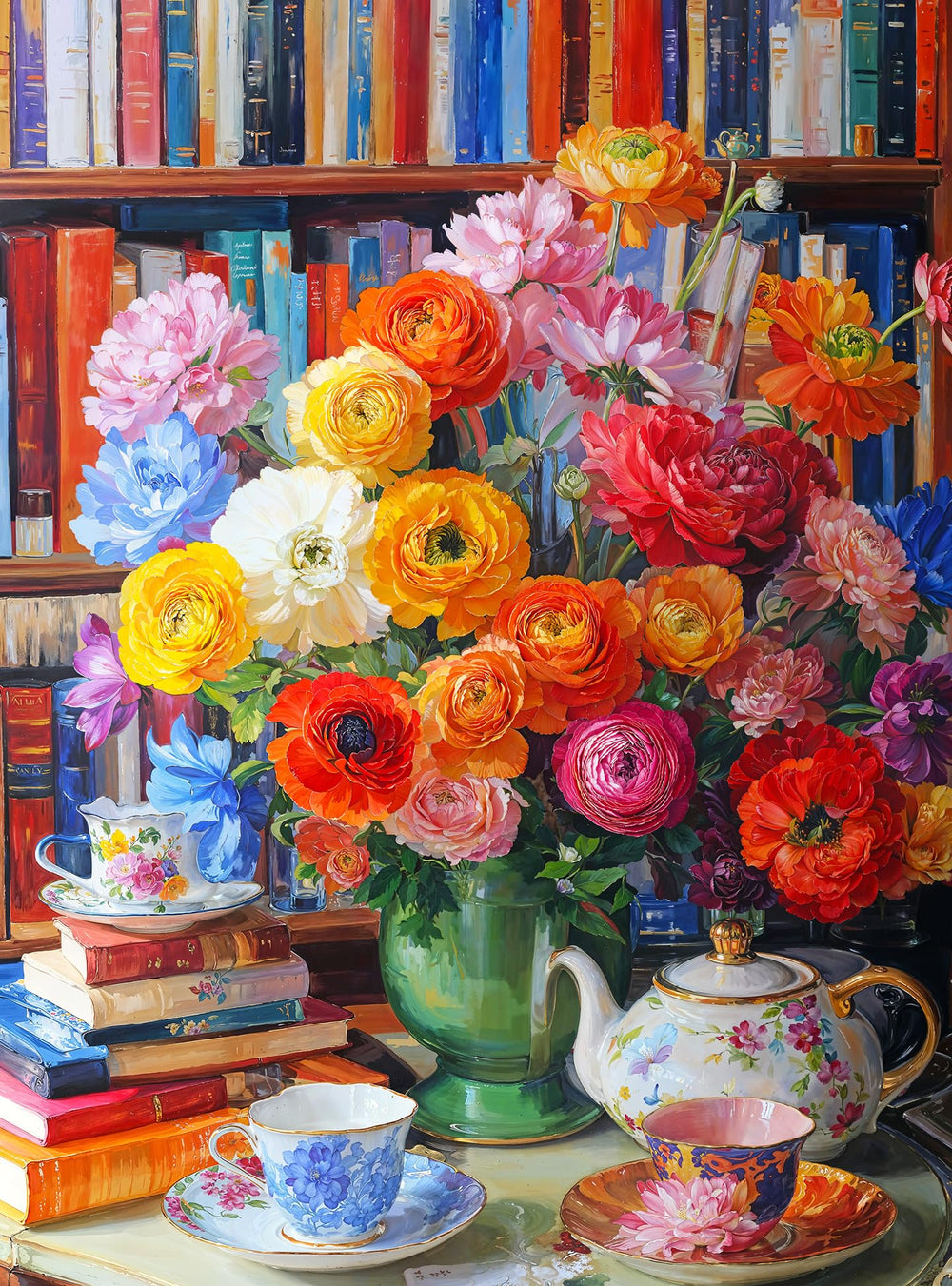 Cross and Glory Ranunculus Rendezvous puzzle cover with vibrant floral scene for colorful evenings