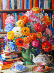 Cross and Glory Ranunculus Rendezvous puzzle cover with vibrant floral scene for colorful evenings