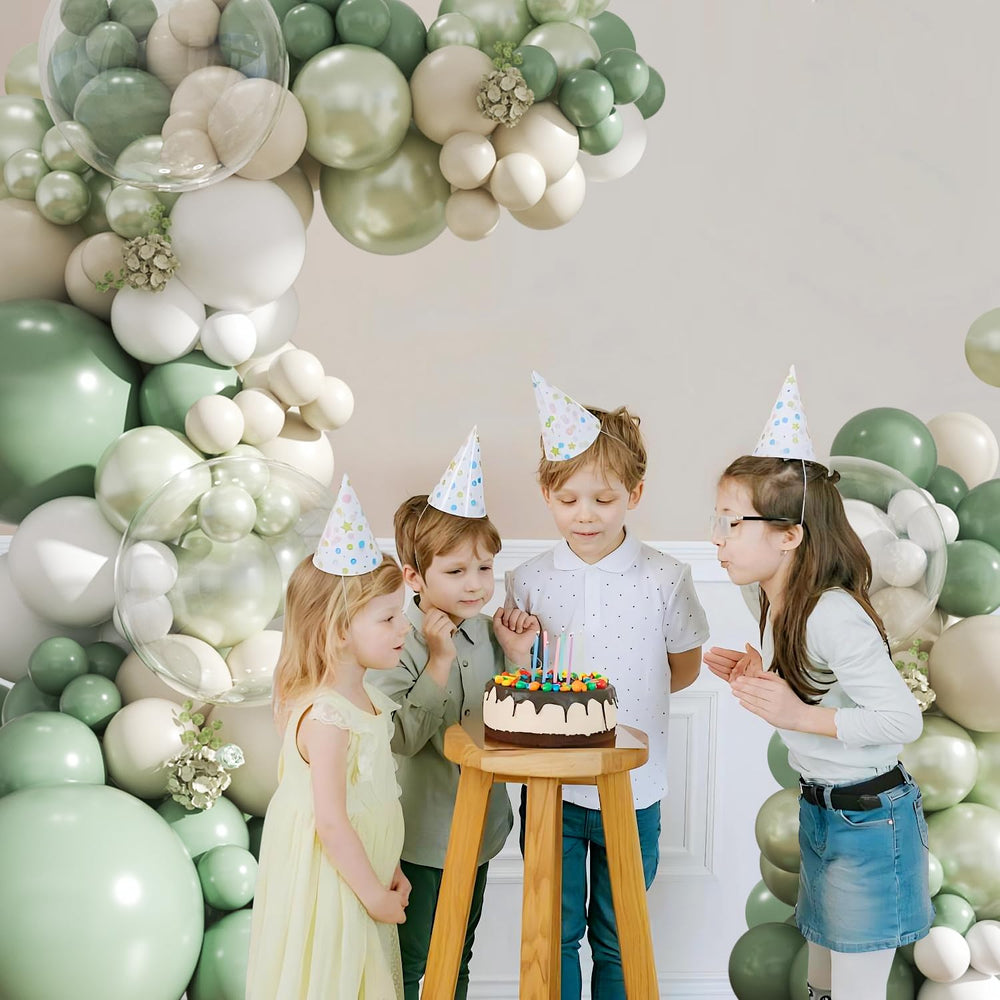 Crossfingers balloon chain and glue dots enable quick garland setup.