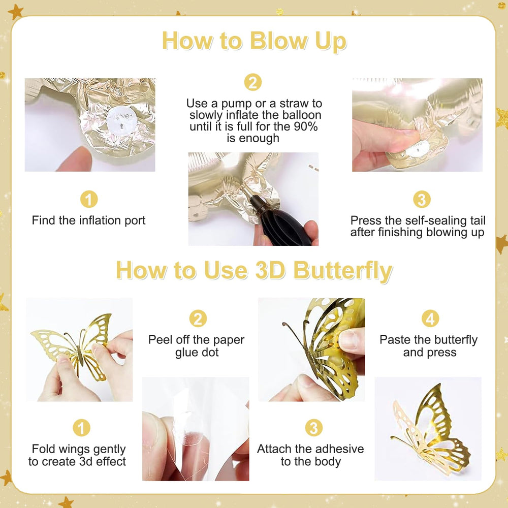 CROSSFINGERS gold butterfly wall decor adds whimsy to walls and photo areas.