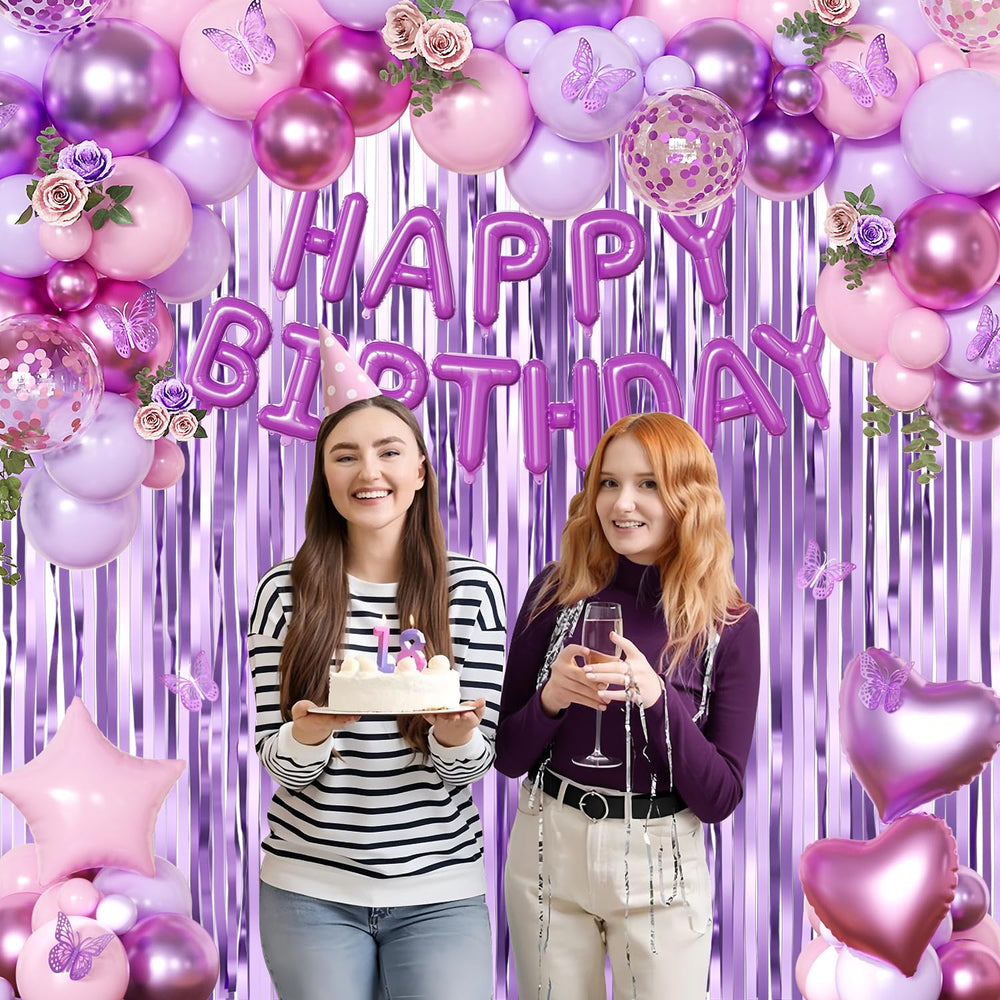 CrossFingers happy birthday confetti balloons sparkle on tables and arches