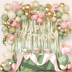 Crossfingers pink and sage birthday banner for festive party styling