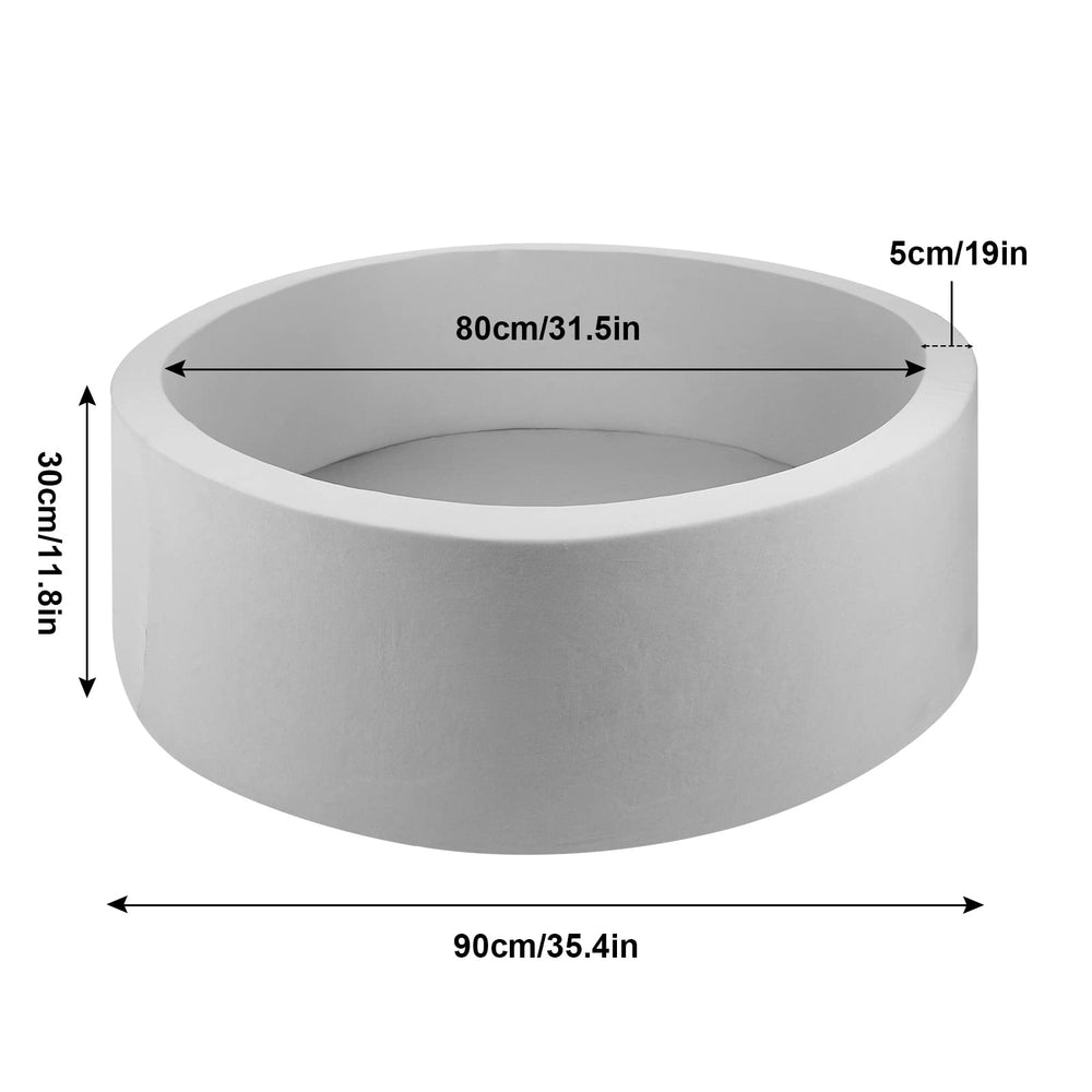 CROWNZONEE foam ball pit 36-inch grey diameter showcasing size.