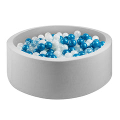 CROWNZONEE foam ball pit round soft grey with safe padded walls for toddlers.