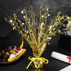 Crowye gold star centerpiece base wrapped in foil for stability