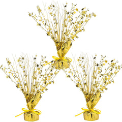 Crowye gold star centerpiece front view enhances holiday table decor