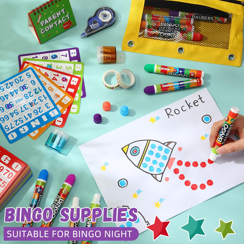 Crtiin bingo cards measure 12 by 13 cm for readability.